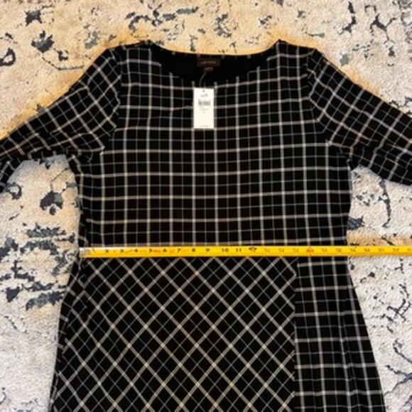 J. Jill Wearever Collection Windowpane Plaid Faux Wrap Jersey Dress NWT Large - Picture 7 of 9
